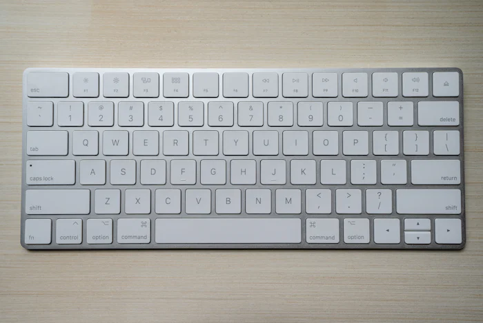 Laptop keyboard close-up for keyboard and trackpad replacement