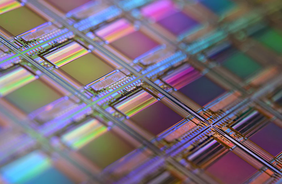 Close-up of a silicon wafer