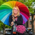 woman in black long sleeve shirt holding umbrella