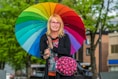 woman in black long sleeve shirt holding umbrella