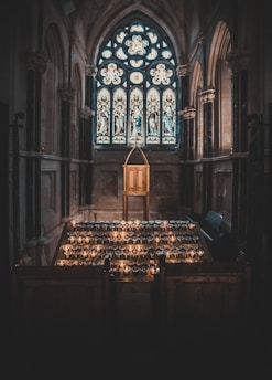 A peaceful chapel corner dedicated to Saint Jude with candles lit.