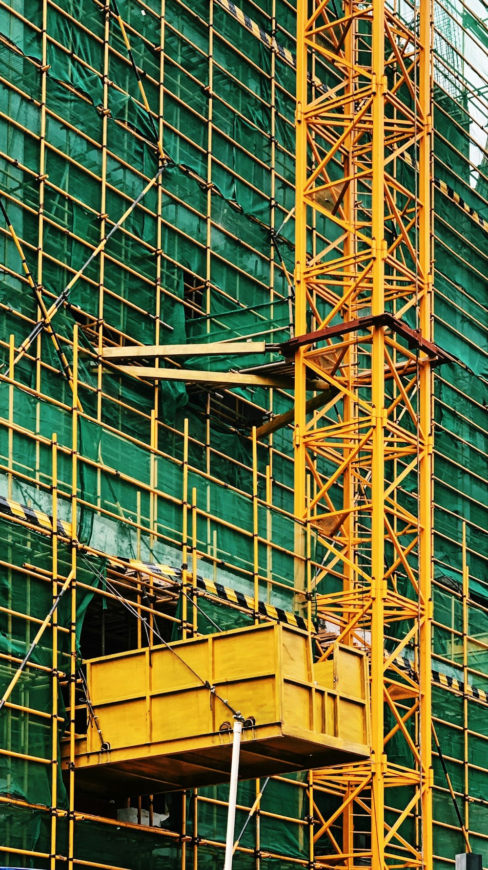orange metal ladder on building