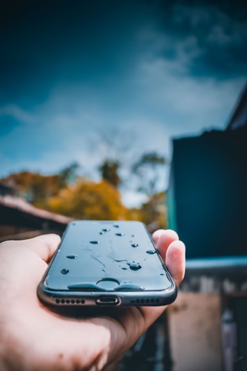 black iphone 7 with black case