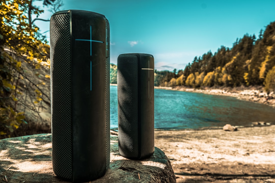 black plastic container on brown rock