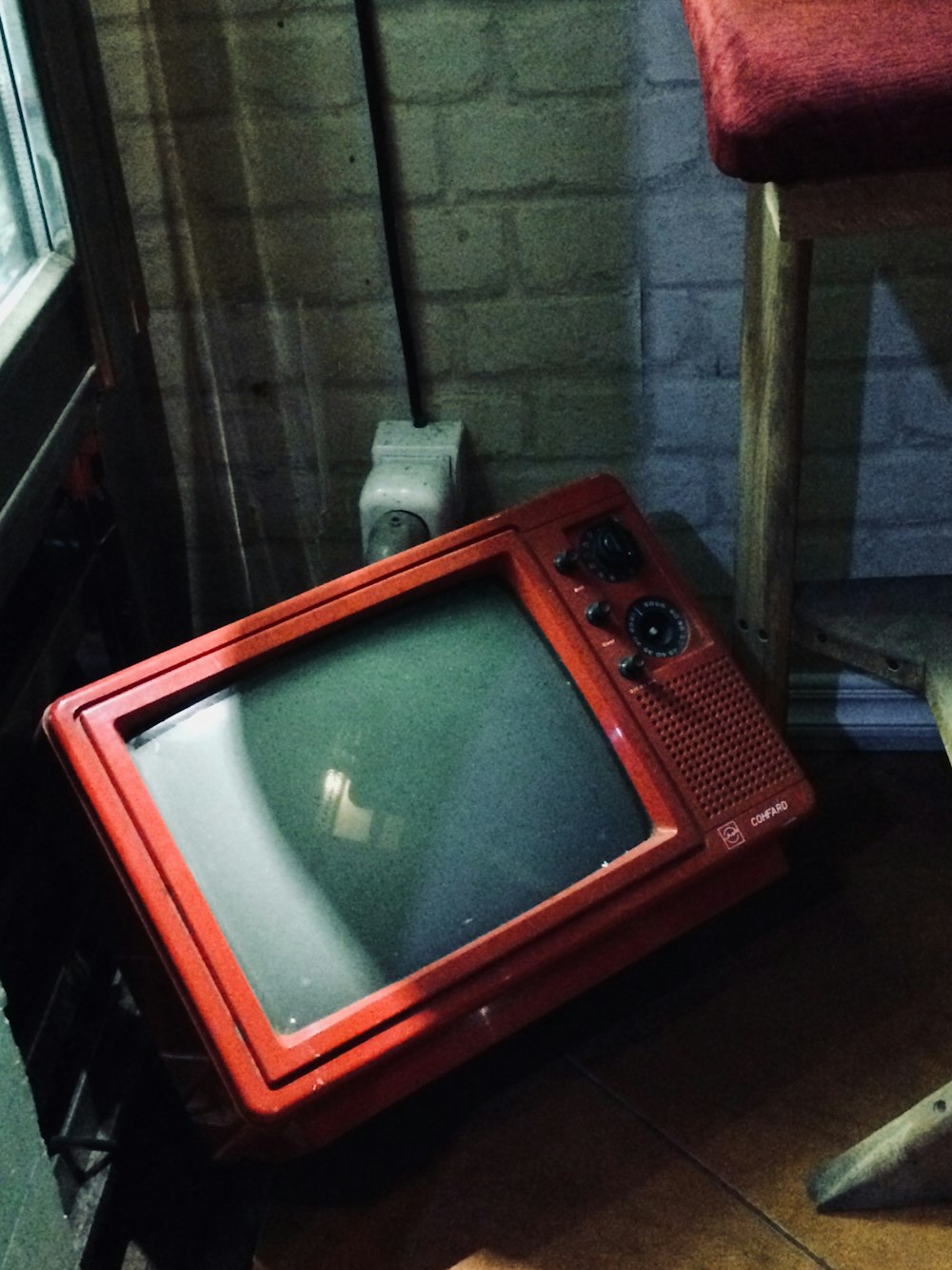 red crt tv turned off