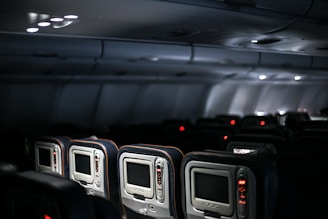 black and gray airplane seats