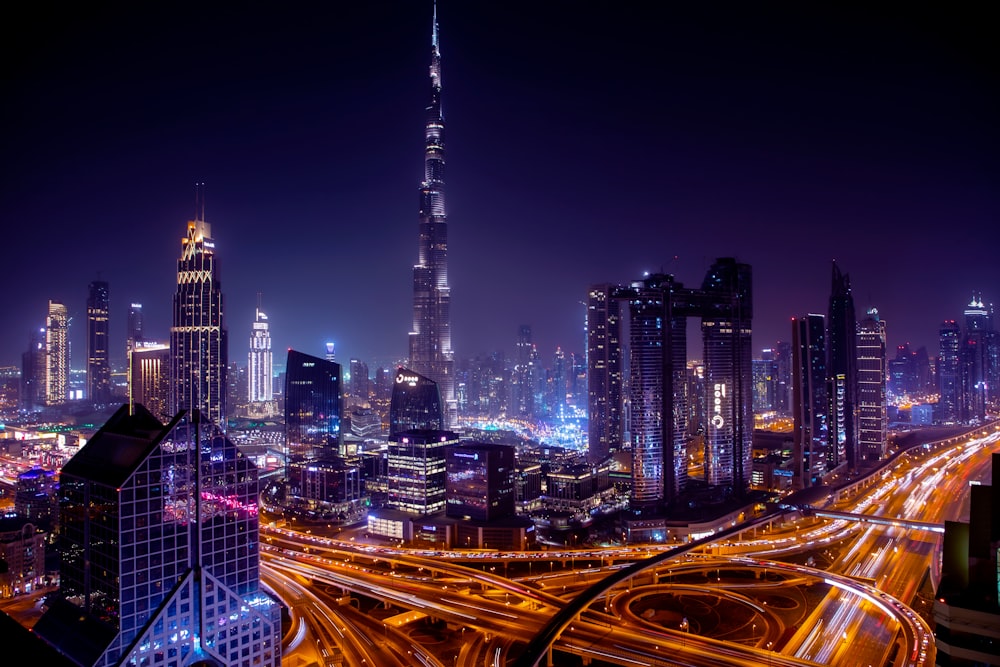 city buildings during night time