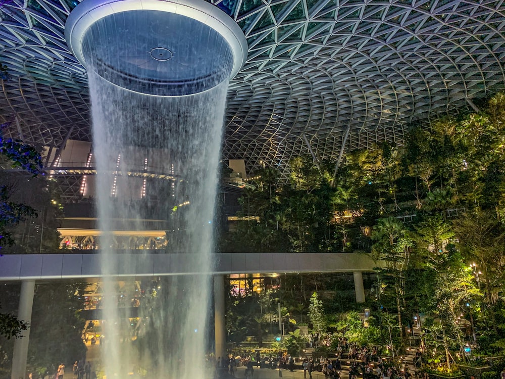 water fountain in the middle of the garden