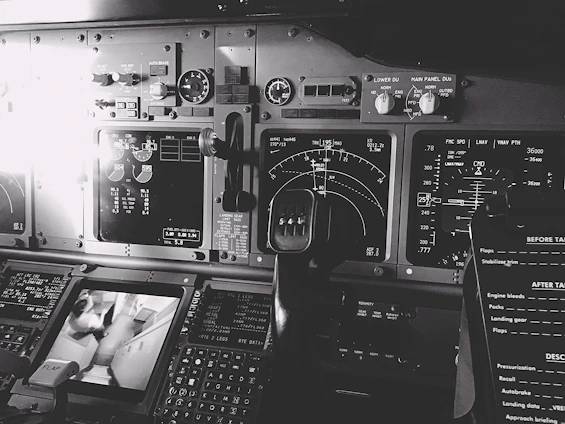 A detailed cockpit view showing a pilot tuning into an AM radio NDB signal with a radar screen overlay.