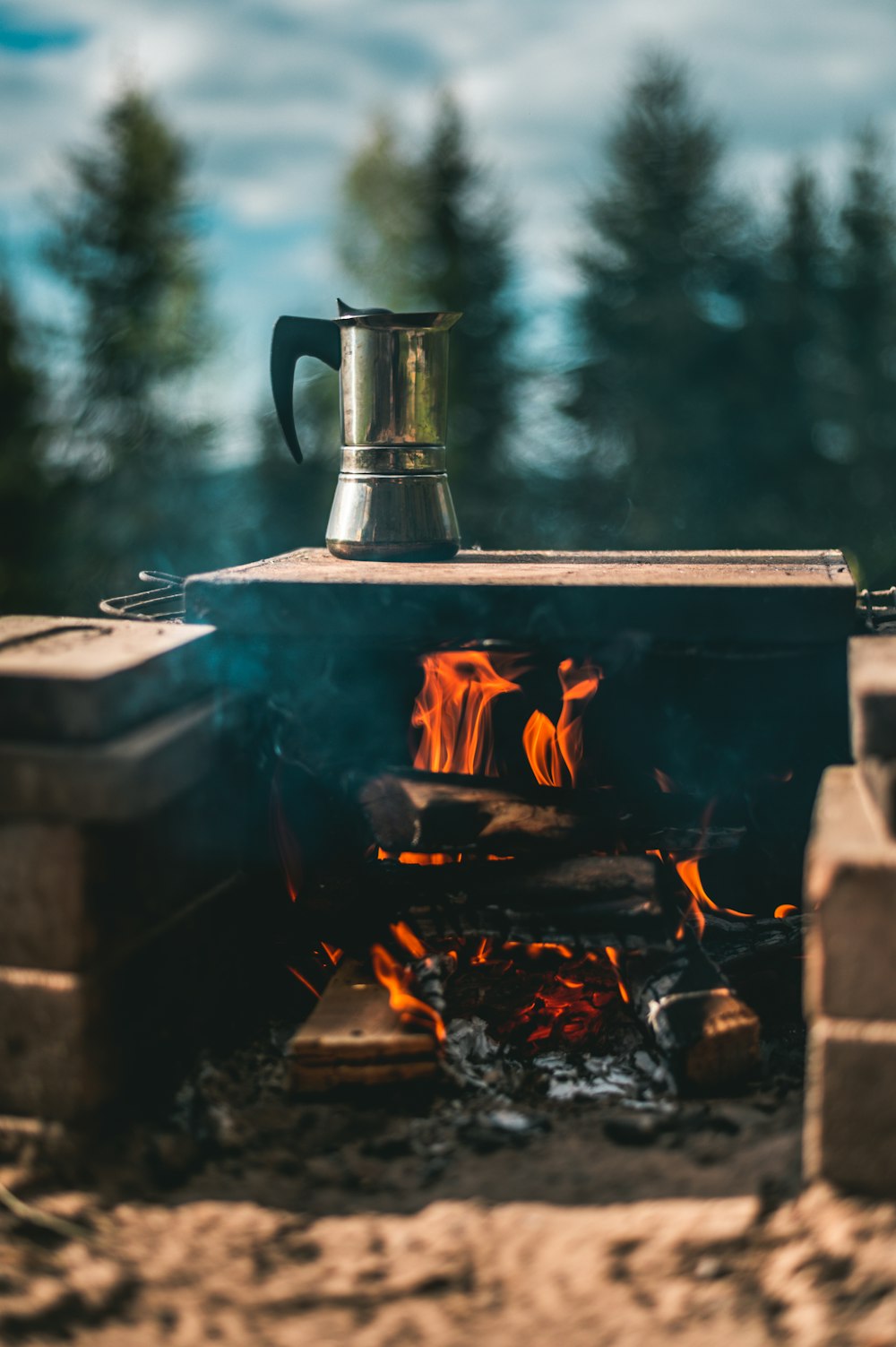 black kettle on top of fire