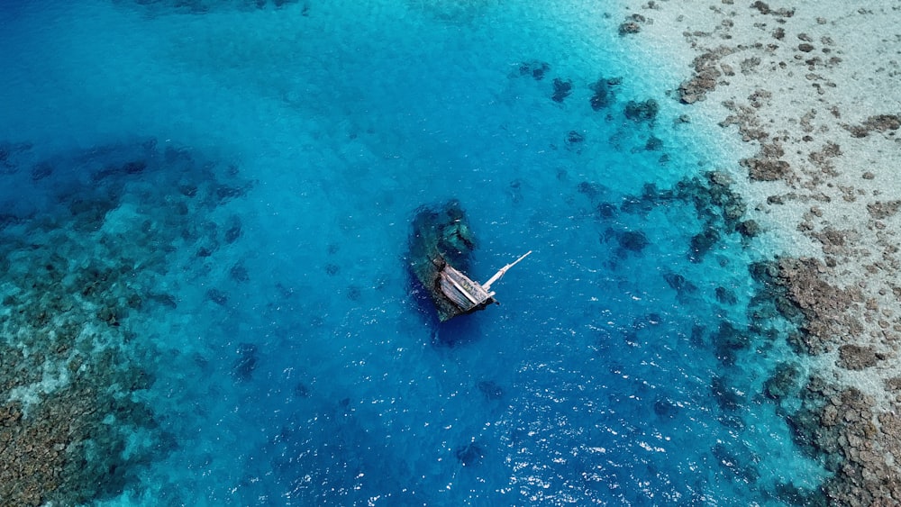 aerial view of boat on body of water during daytime