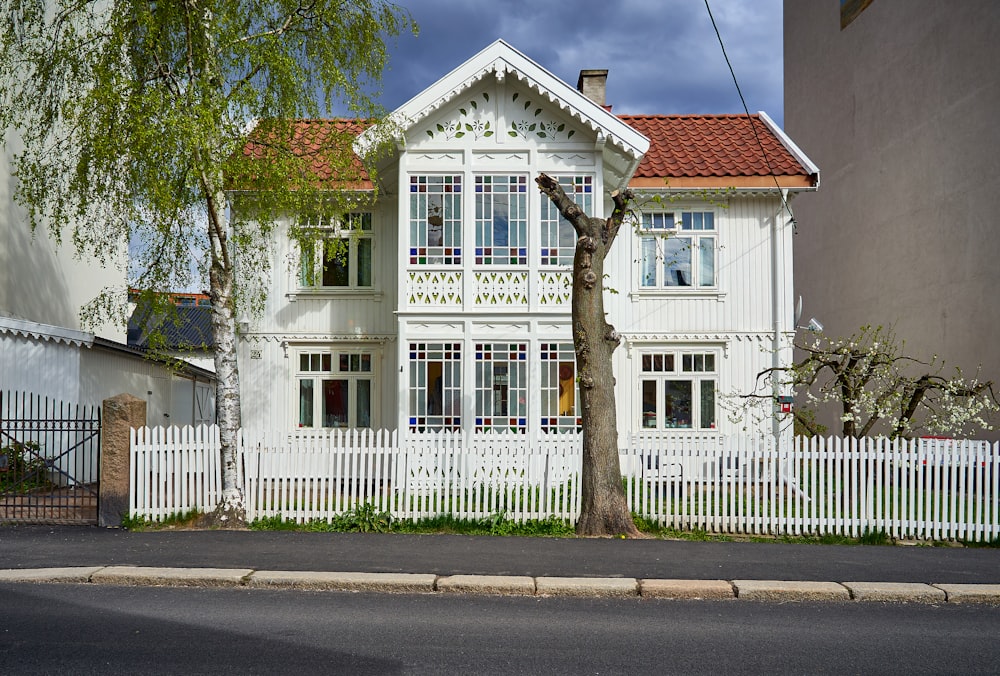 white wooden fence near brown tree during daytime