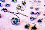 silver blue and green gemstone ring