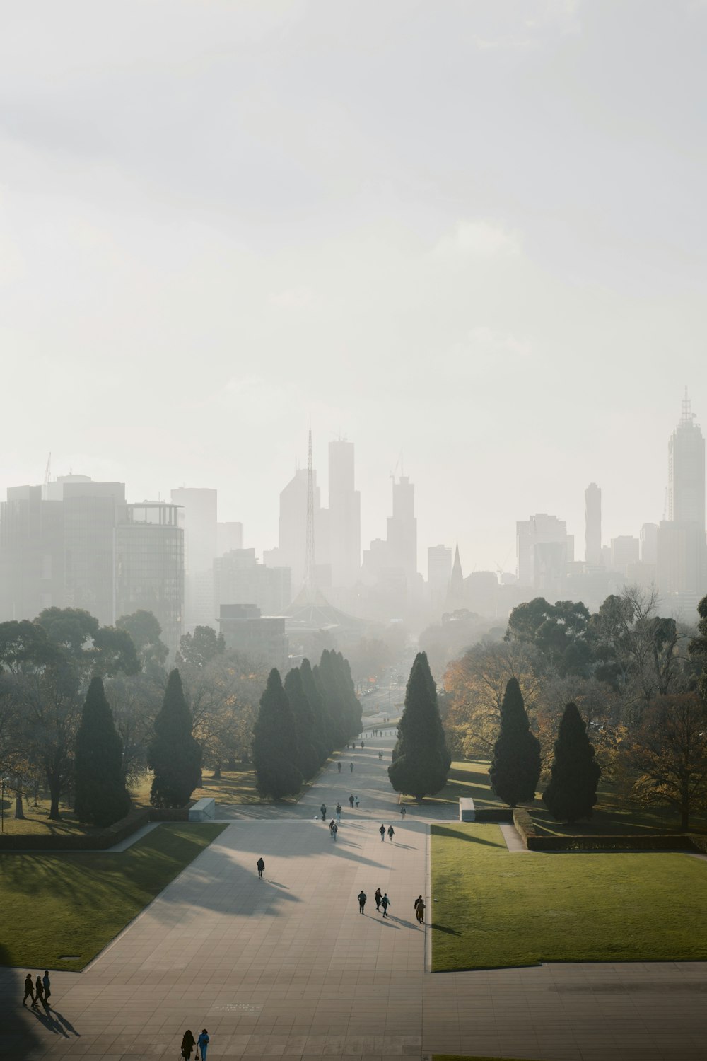 city skyline under white sky during daytime