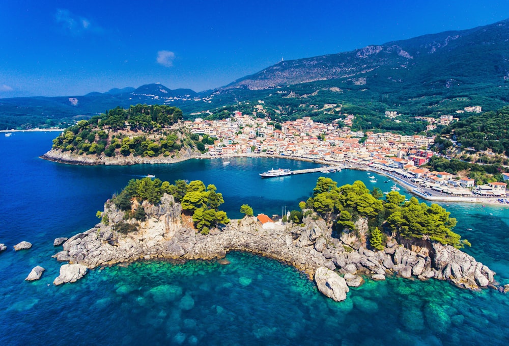 aerial view of green trees and blue sea during daytime