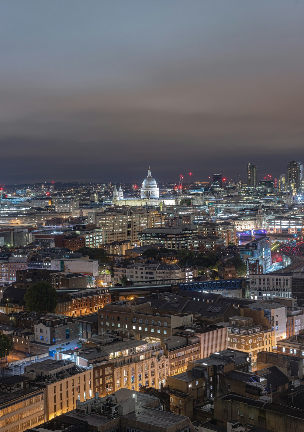 city with high rise buildings during night time