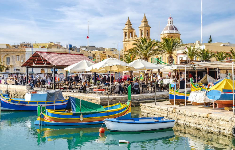 The harbour of Valletta, Malta - group language training