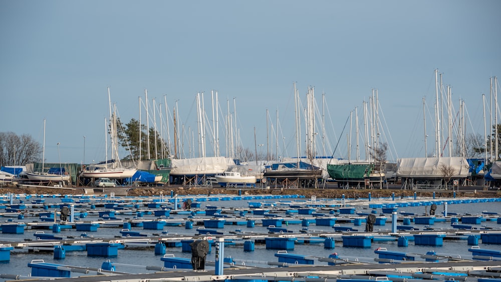 white and blue boats on sea dock during daytime