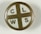 A round pin with a gold and white color scheme features the letters C, L, W, S in separate white quadrants divided by a gold cross. The letters are evenly spaced and bold in appearance.