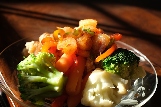 green and orange vegetable dish