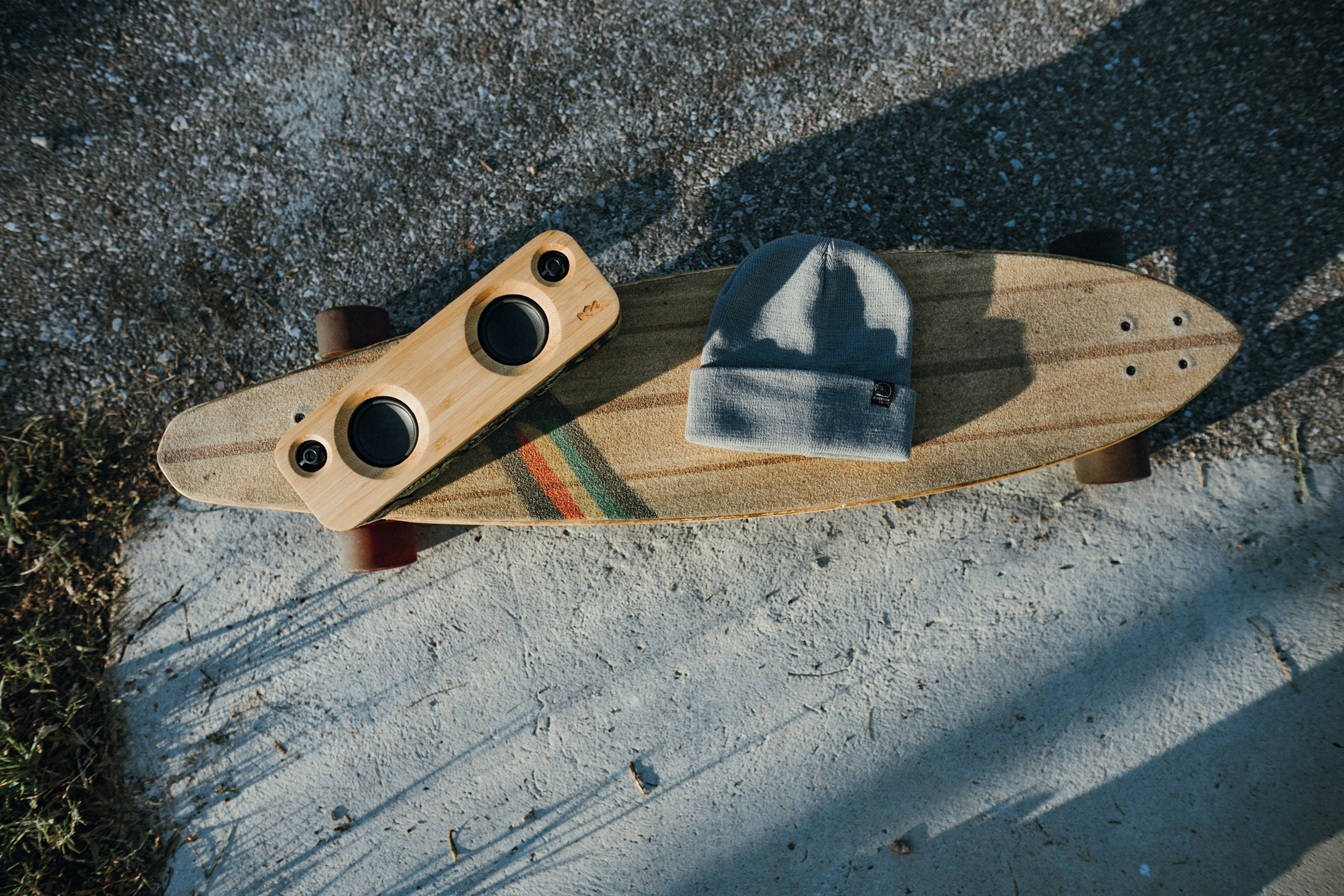 brown wooden stand on gray concrete floor