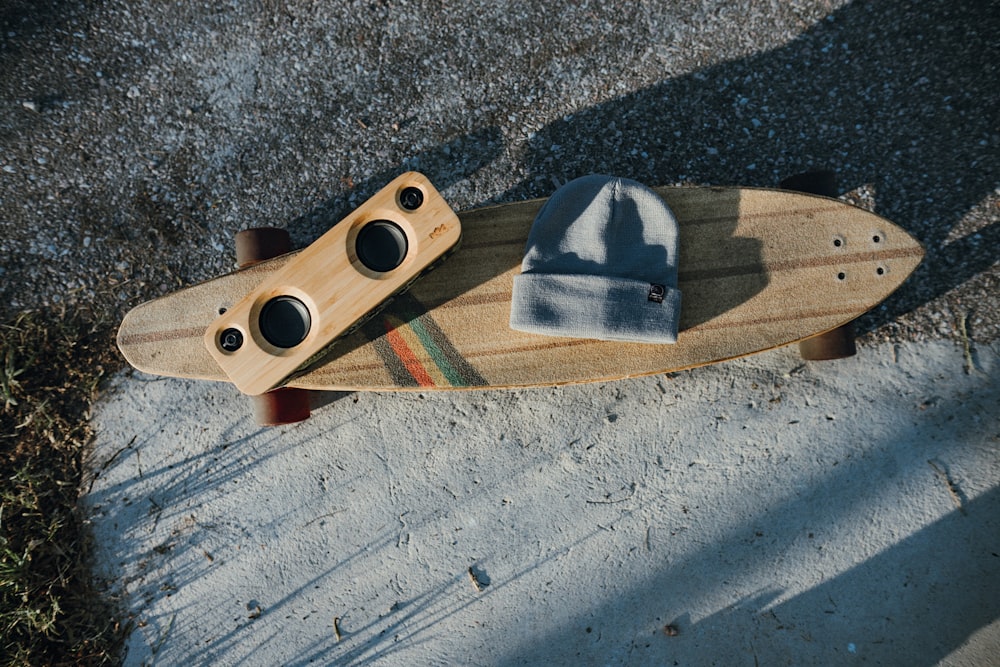 brown wooden stand on gray concrete floor