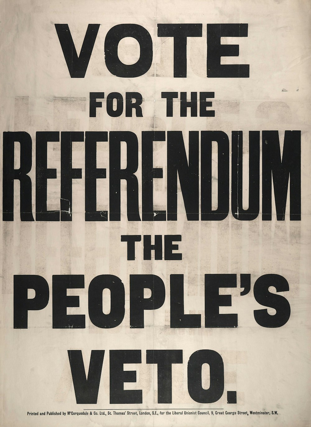 a black and white poster with the words vote for the referum the people '