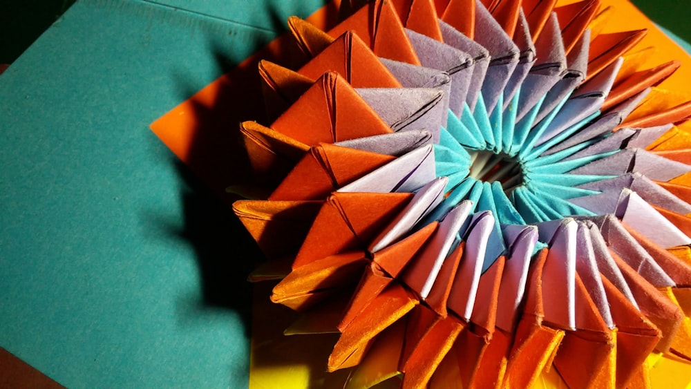 orange and yellow paper flower