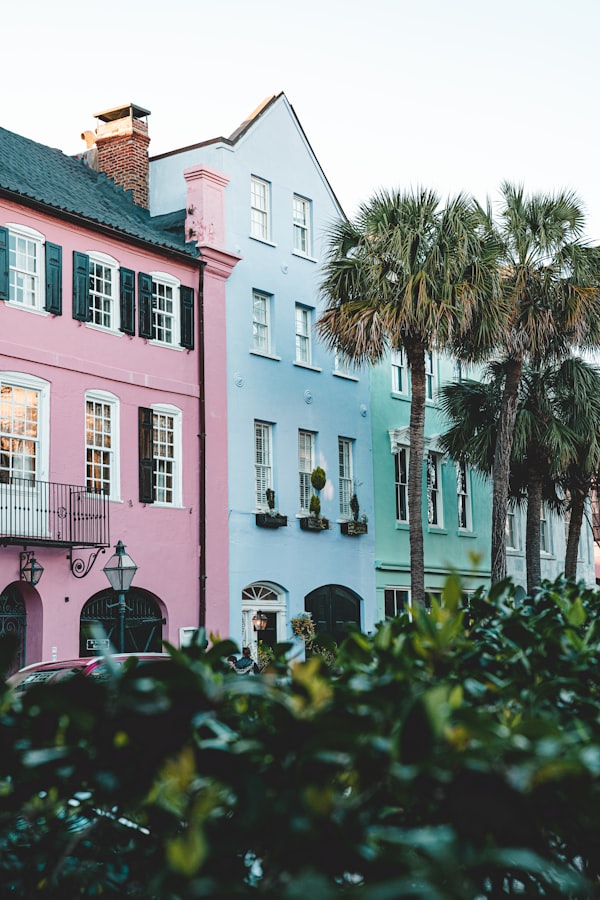 Rainbow Row historic pastel houses Charleston SC