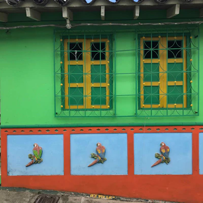 A vibrant wall print transforming a dull office space into a lively, modern environment.