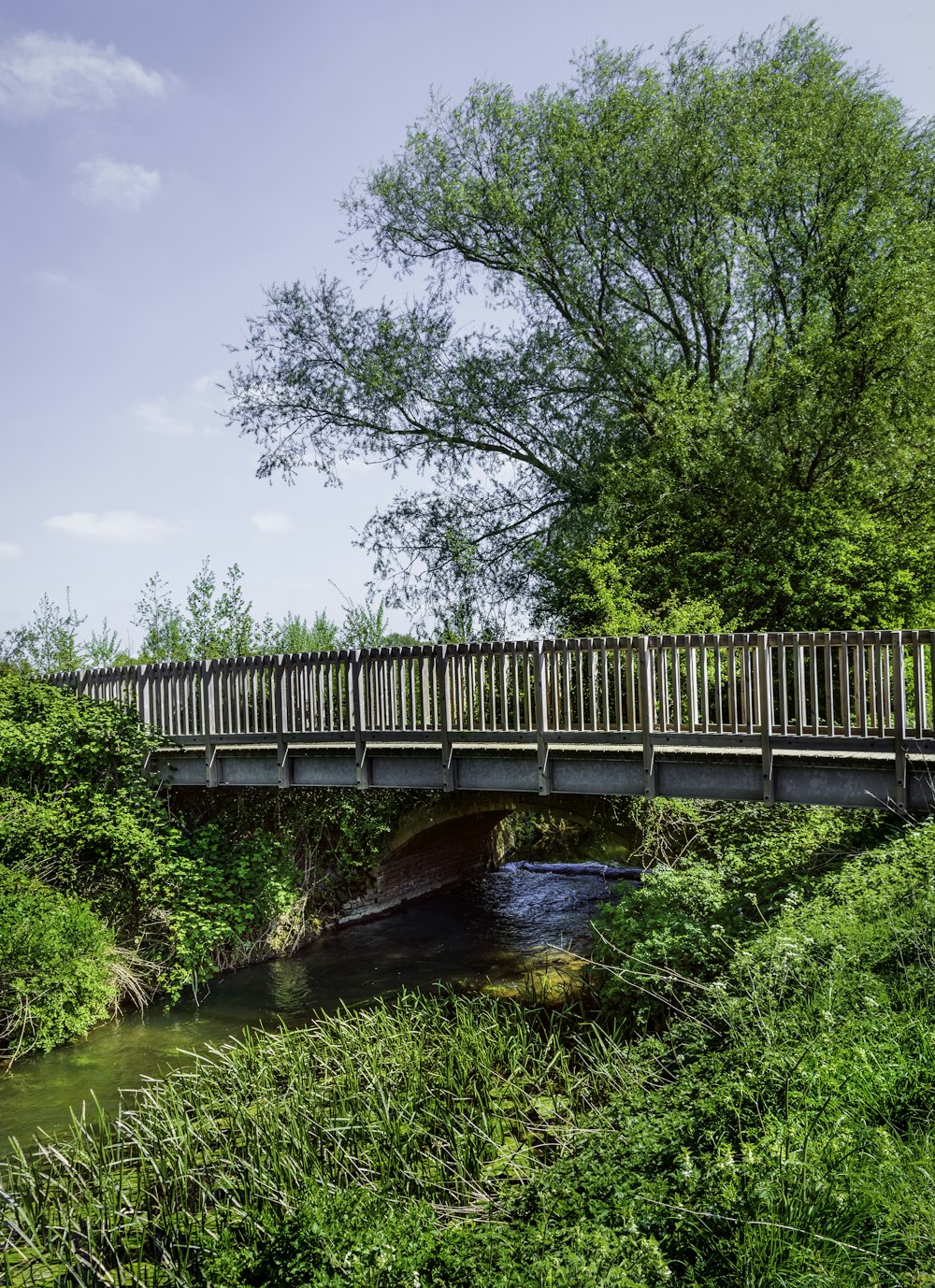 brown wooden bridge over river