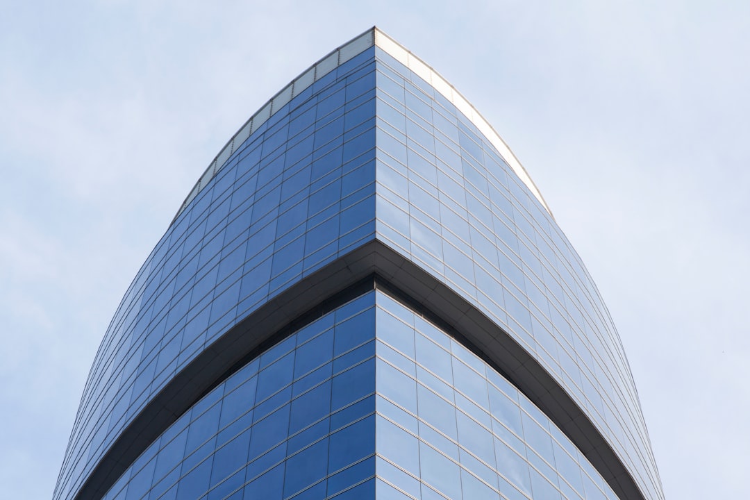 blue and white glass building