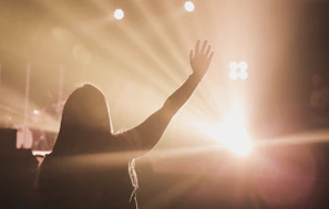 silhouette of person raising right hand