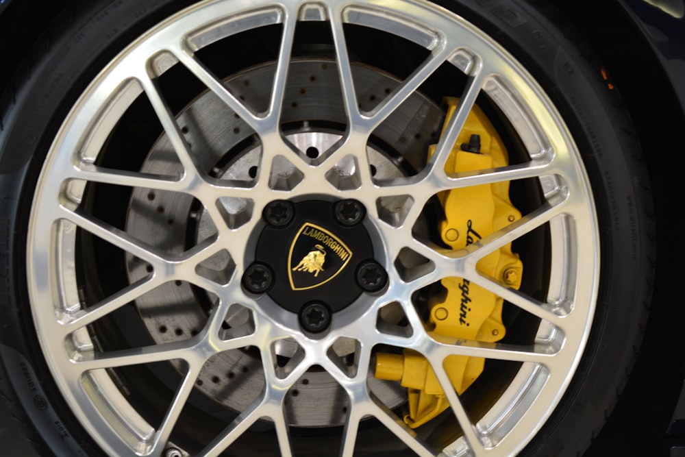 yellow and silver multi spoke wheel