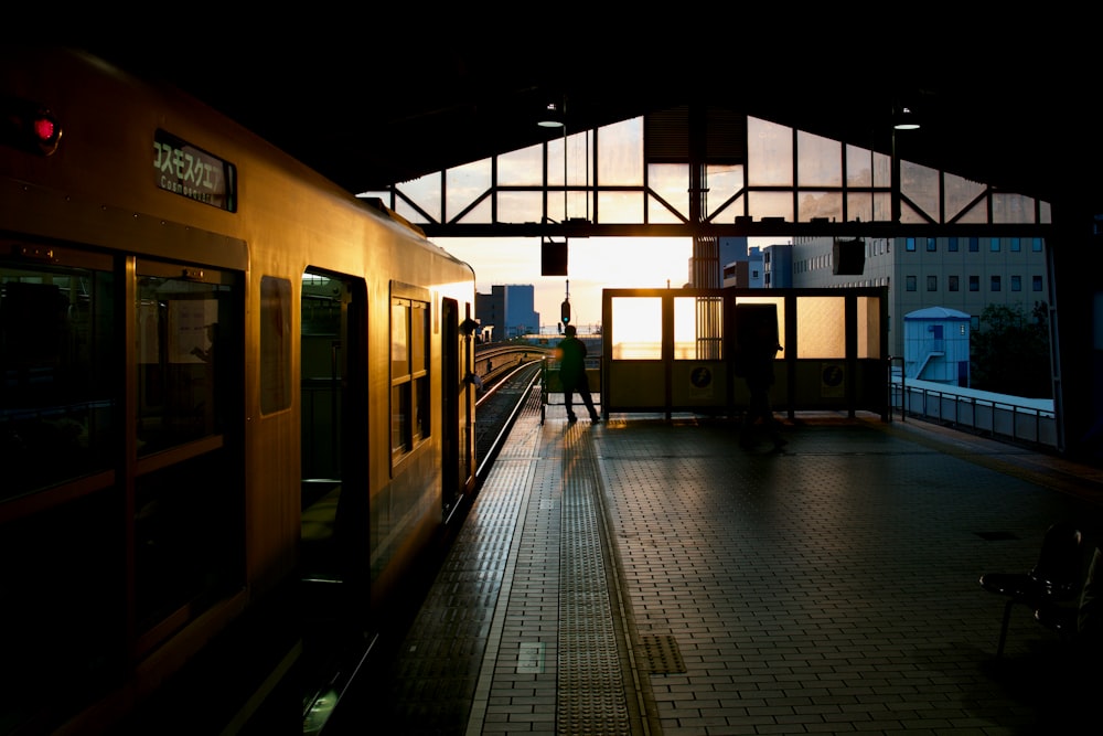 white and brown train station