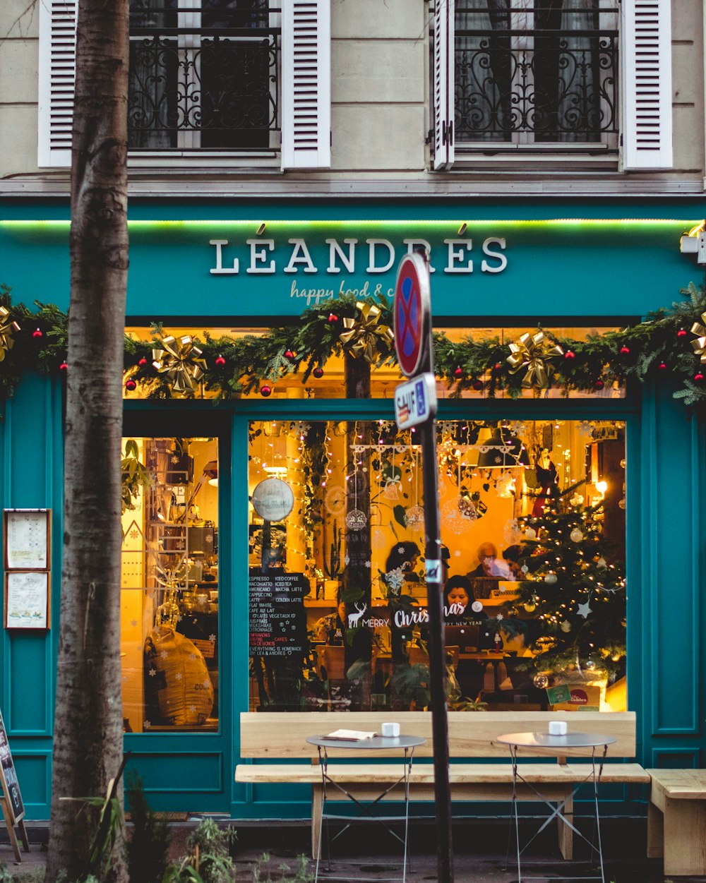 green and brown store front