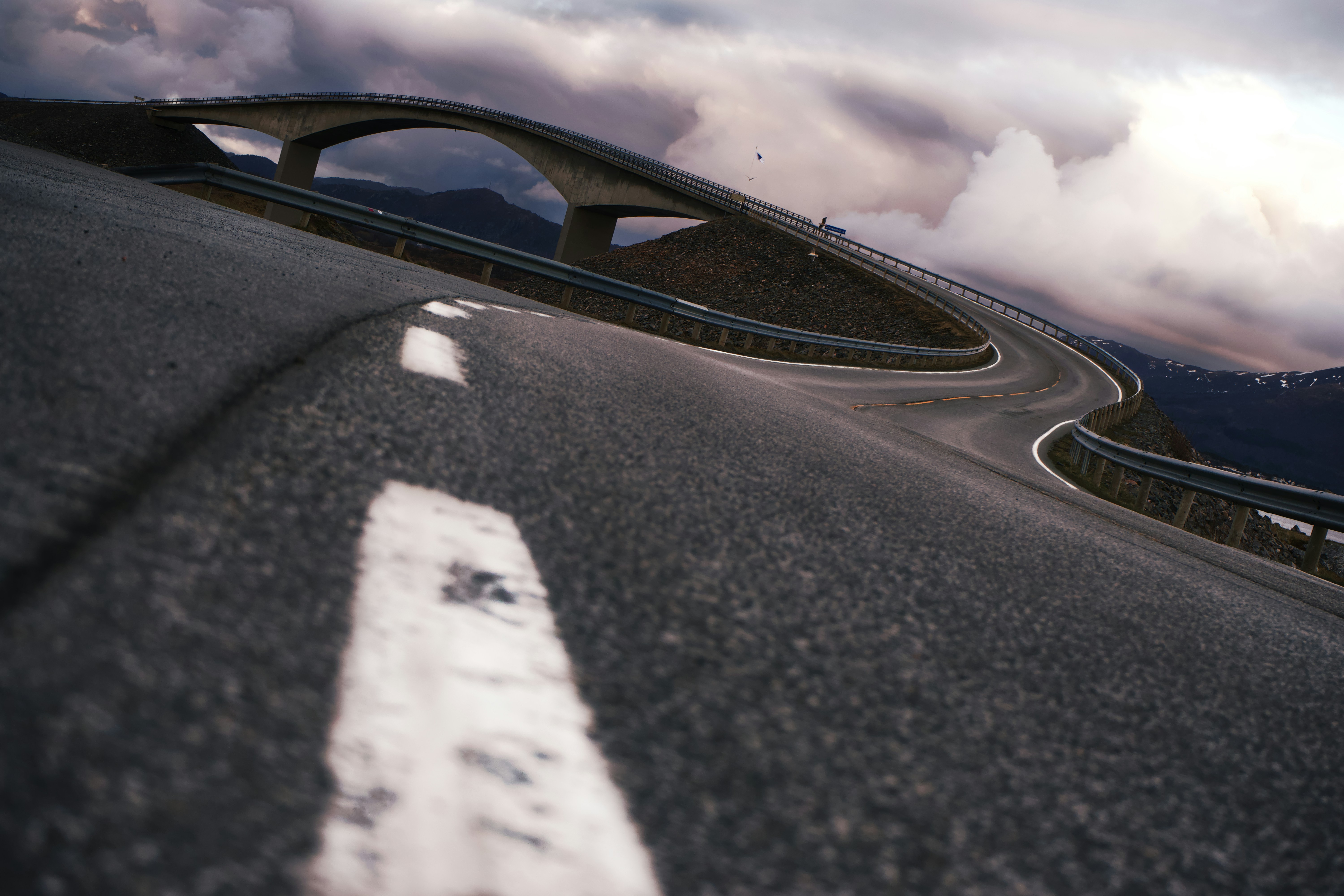 black and white road under cloudy sky, Atlantic Road Norway