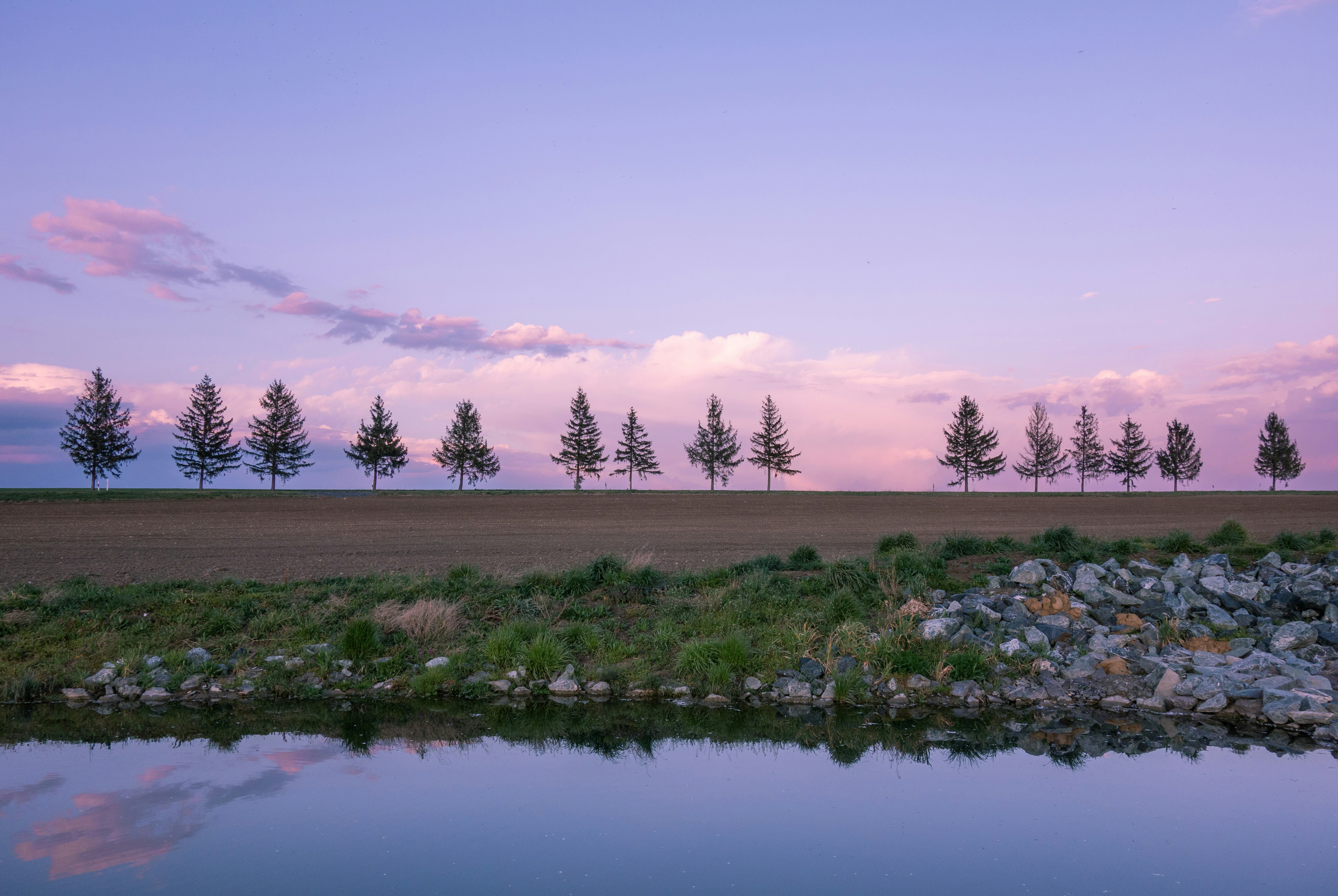 Green grass field near lake during daytime photo – Free Sunset Image on ...