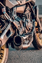 black and silver motorcycle engine