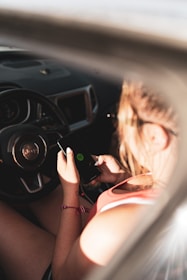 Woman using a Smart Parking App