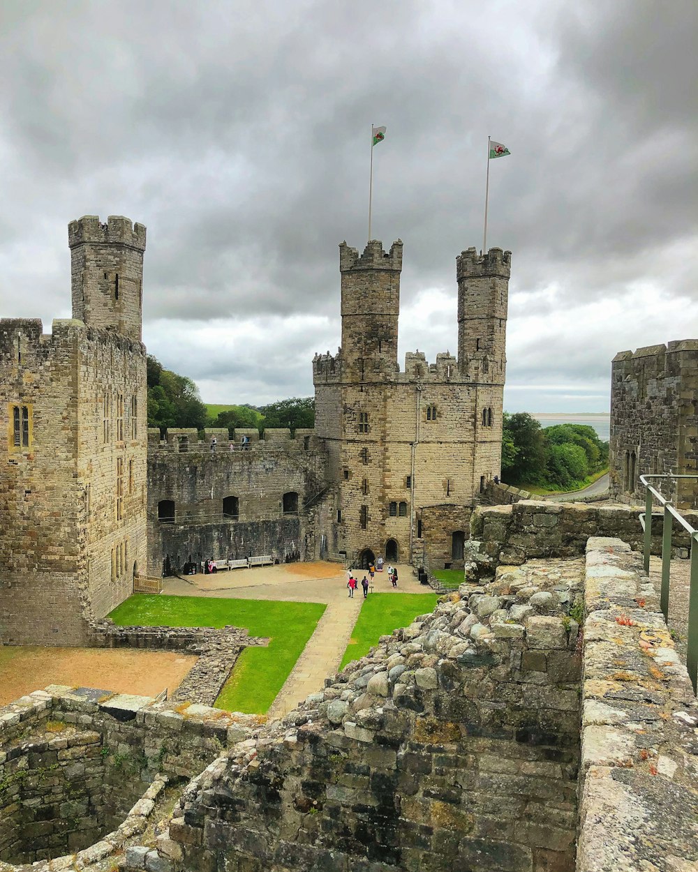 gray concrete castle under gray sky