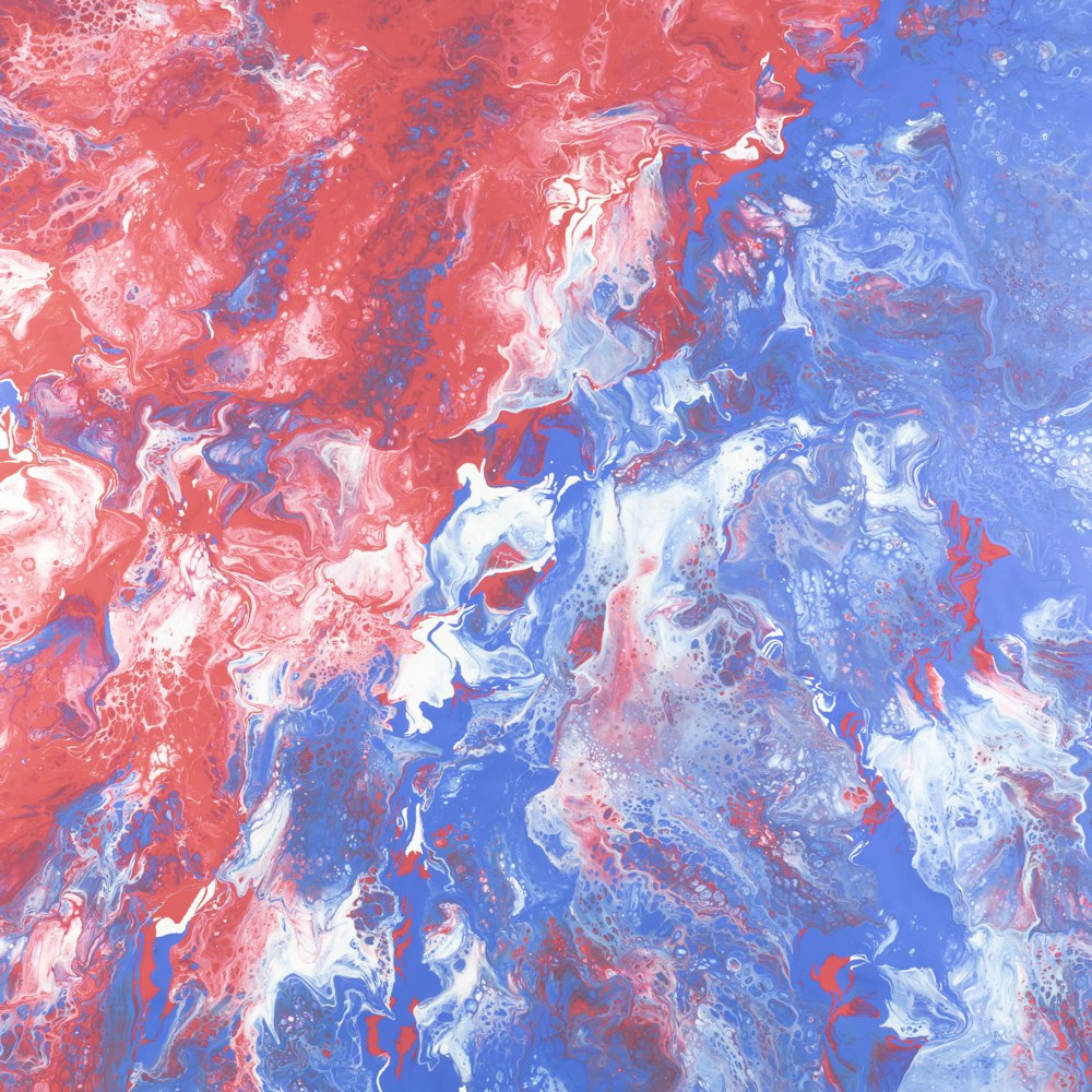 blue and red abstract painting