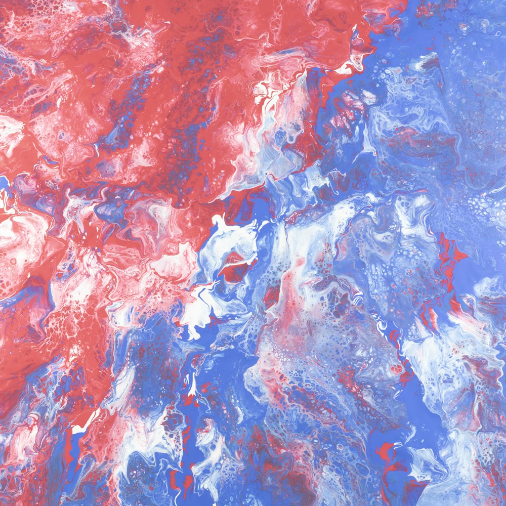Pintura abstracta azul y roja