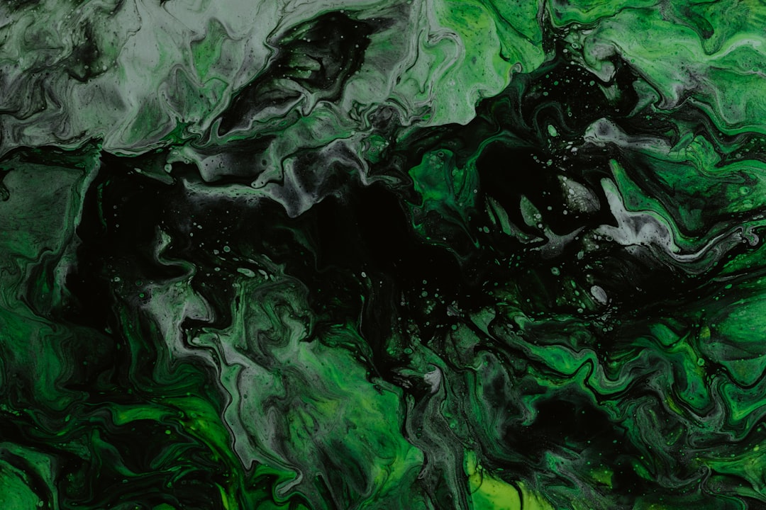 green white and black abstract painting