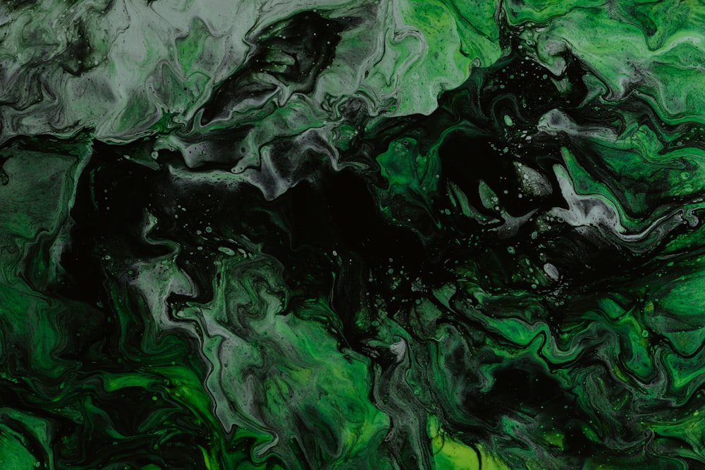 green white and black abstract painting