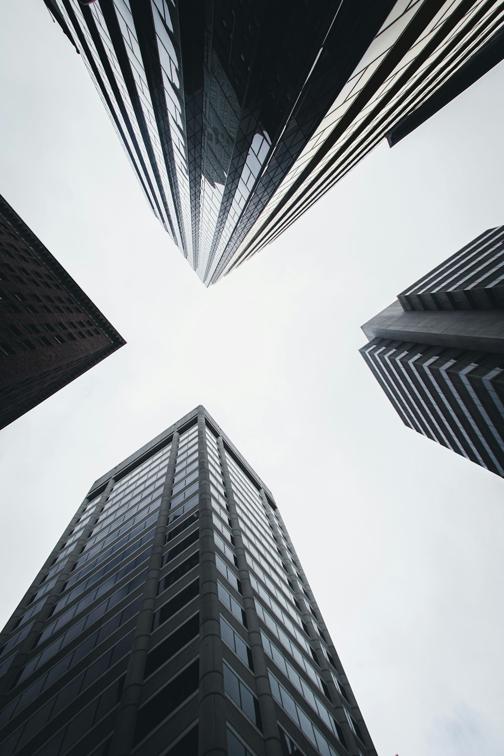 worms eye view of high rise buildings