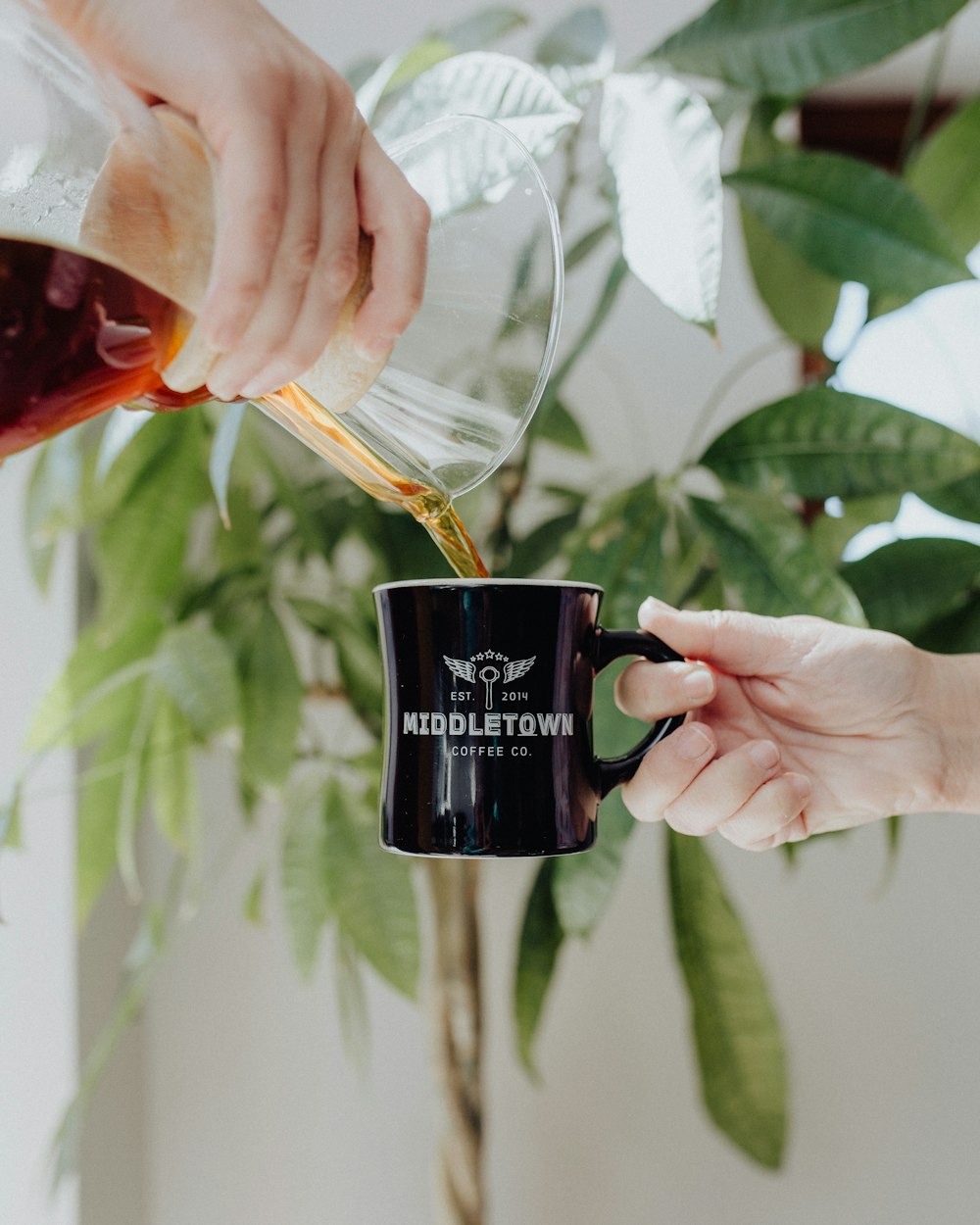 person holding black ceramic mug