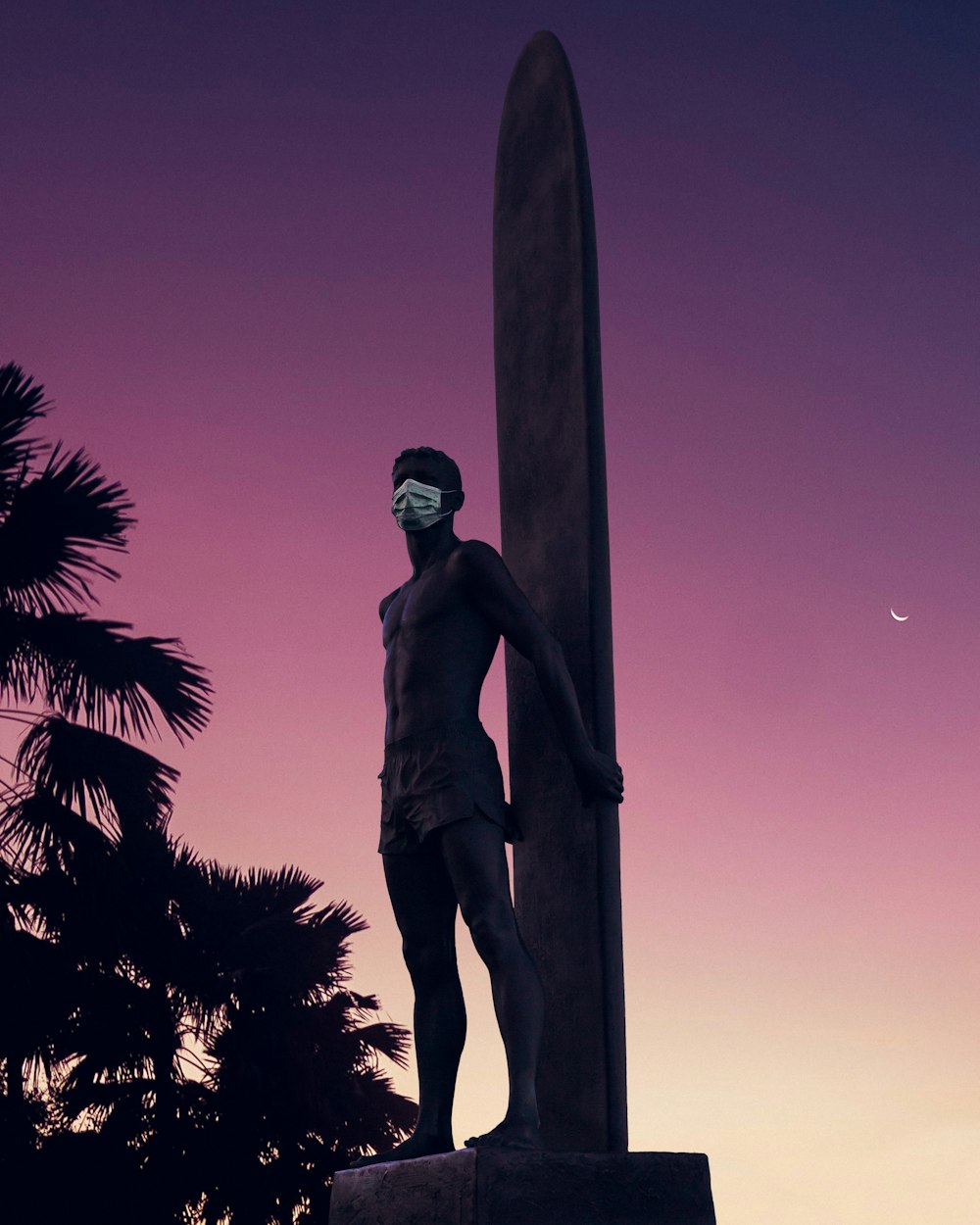 man in black pants statue