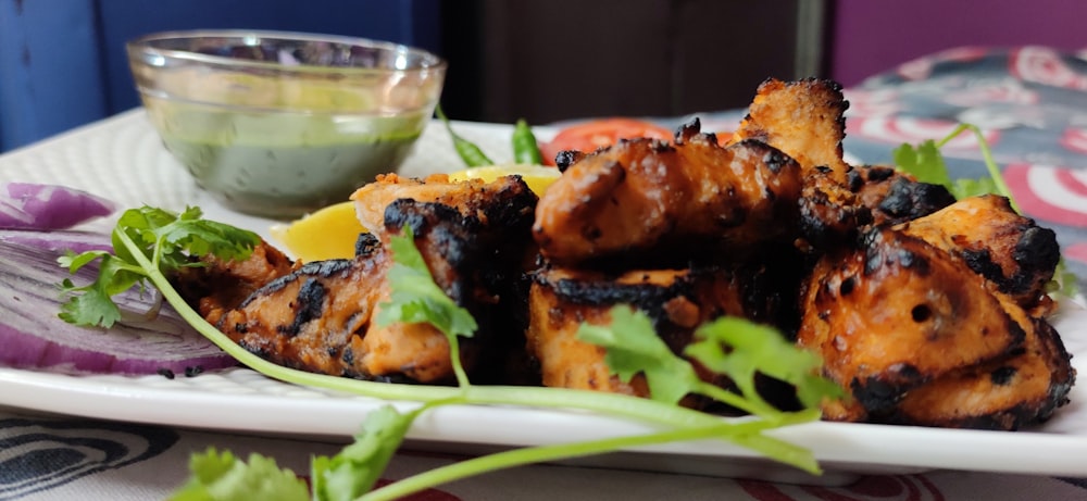 cooked food on white ceramic plate