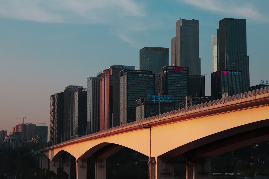 white bridge over city buildings during daytime